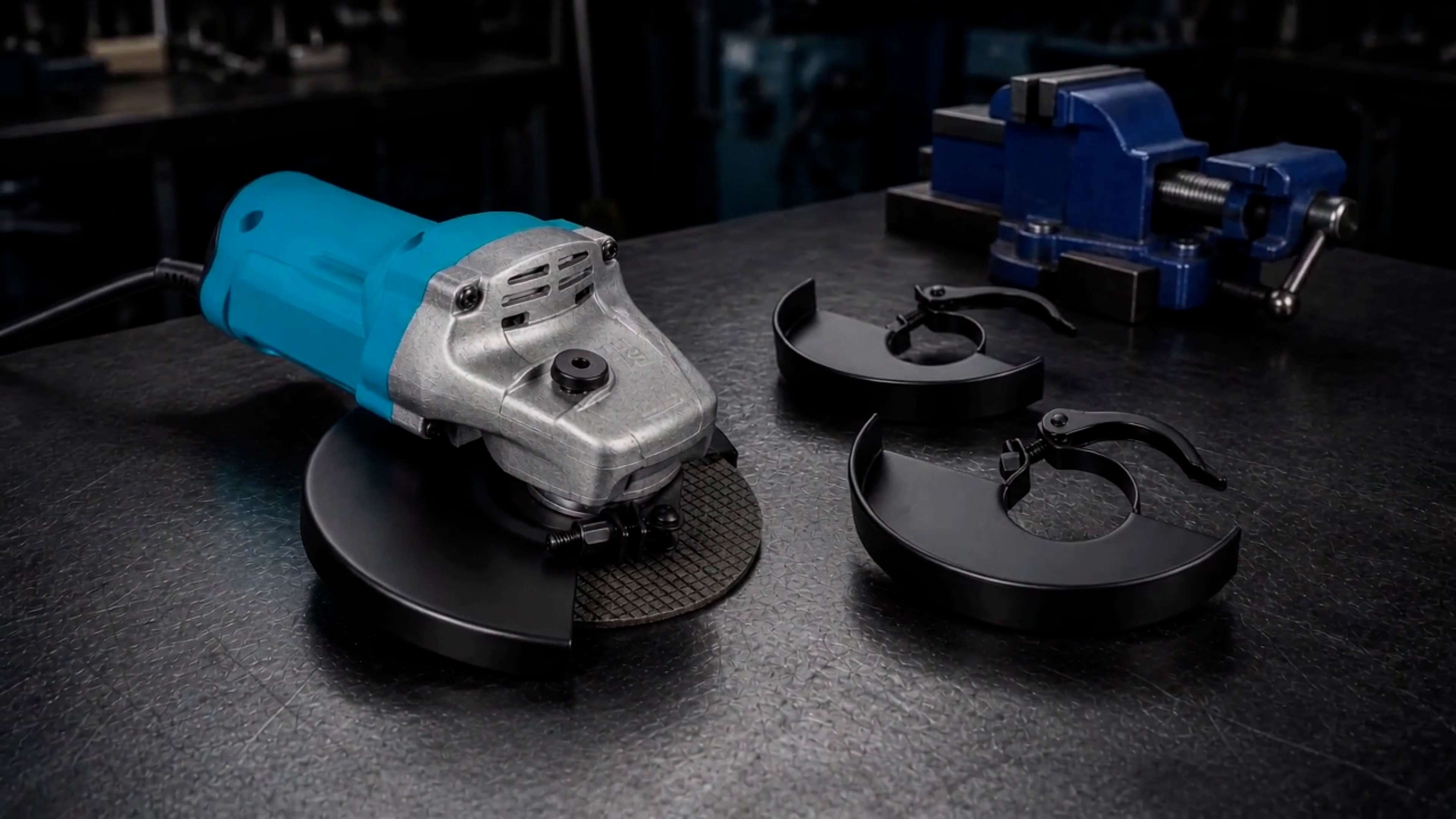 Grinder safety guard in workshop use for PhotoReel